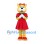 Cat Mascot Costume in Yellow with Red Dress and Black Collar