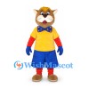 Cat Mascot Costume with Yellow Shirt and Red Sleeves