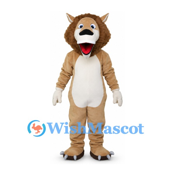 Lion Mascot Costume in Tan with Brown Mane