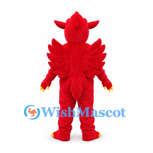 Phoenix Mascot Costume in Red with Layered Feathers