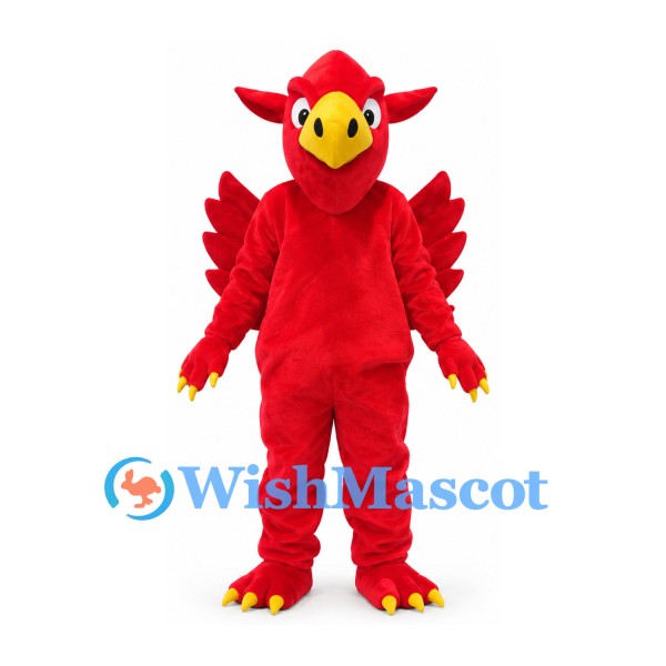 Phoenix Mascot Costume in Red with Layered Feathers