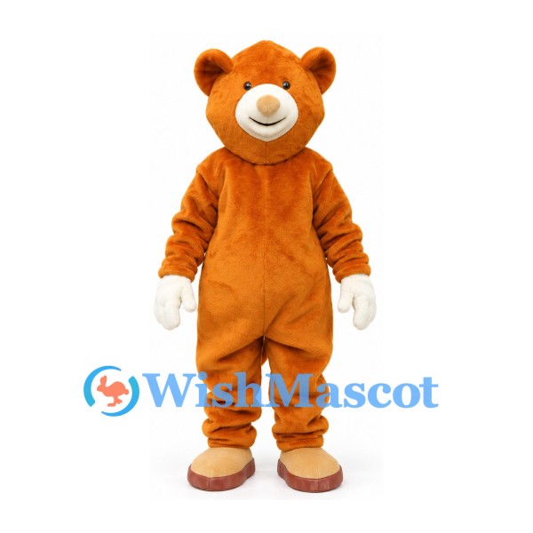 Teddy Bear Mascot Costume in Orange Brown with Cream Muzzle