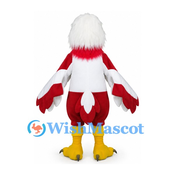 Eagle Mascot Costume in Red and White with Yellow Feet