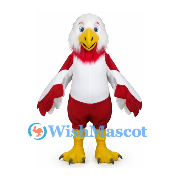 Eagle Mascot Costume in Red and White with Yellow Feet