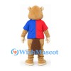 Beaver Mascot Costume with Red and Blue Shirt
