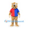 Beaver Mascot Costume with Red and Blue Shirt