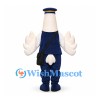 Goose Mascot Costume with Navy Uniform and Shoulder Bag