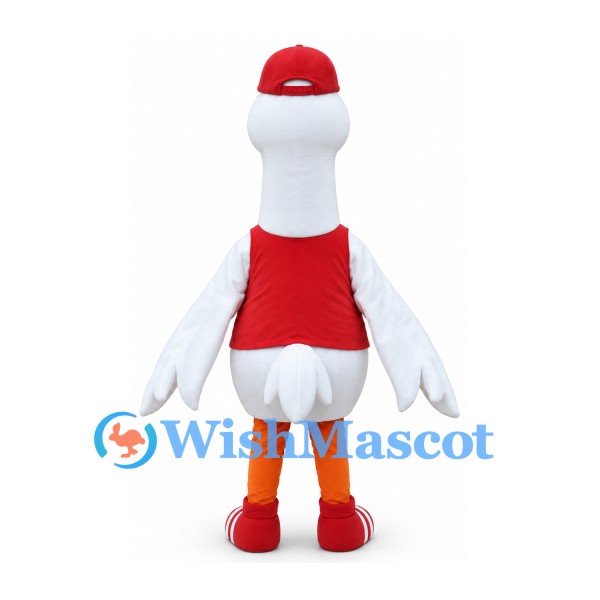 Goose Mascot Costume with Red Cap and Vest