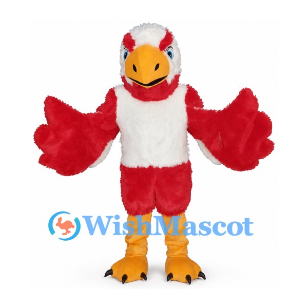 Eagle Mascot Costume in Red and White with Broad Wings