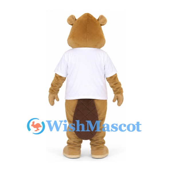 Beaver Mascot Costume with White Shirt
