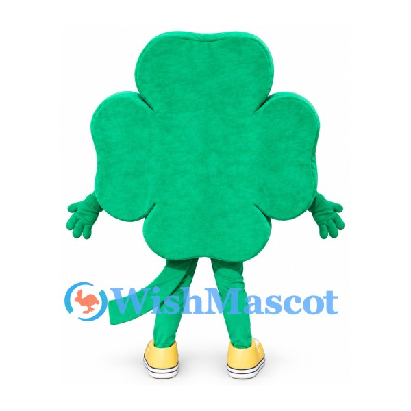 Shamrock Mascot Costume in Green with Yellow Border