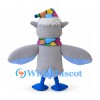 Seagull Mascot Costume with Floral Hat and Scarf