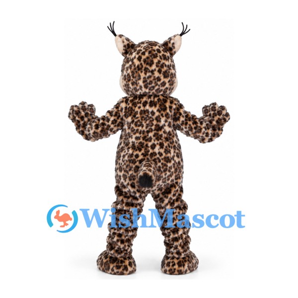 Lynx Mascot Costume with Spotted Fur and Tufted Ears