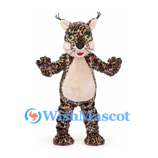 Lynx Mascot Costume with Spotted Fur and Tufted Ears