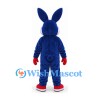 Rabbit Mascot Costume in Navy with Yellow Belly and Red Gloves