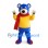 Bear Mascot Costume in Blue with Yellow Shirt and Red Scarf