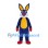 Rabbit Mascot Costume in Blue with Yellow Belly and Red Shoes
