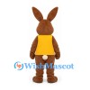 Rabbit Mascot Costume in Brown with Yellow Vest