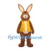 Rabbit Mascot Costume in Brown with Yellow Vest