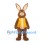 Rabbit Mascot Costume in Brown with Yellow Vest
