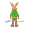 Rabbit Mascot Costume in Beige with Green Vest