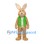 Rabbit Mascot Costume in Beige with Green Vest