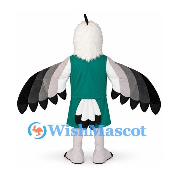 Eagle Mascot Costume with Teal Sports Uniform and Gray Wings
