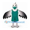 Eagle Mascot Costume with Teal Sports Uniform and Gray Wings