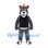 Wolf Mascot Costume in Gray with Black Shirt and Yellow Crest