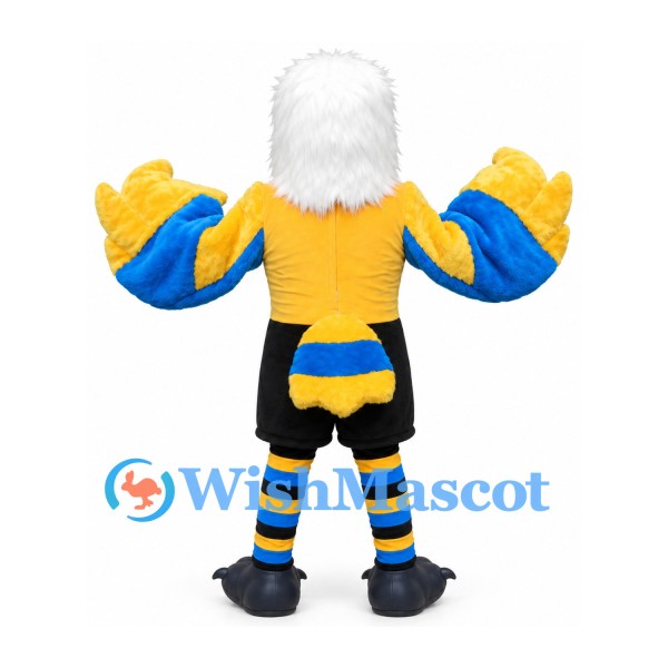 Eagle Mascot Costume with Yellow Jersey and Blue Wings