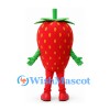 Strawberry Mascot Costume in Red with Green Leaf Collar