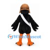 Crow Mascot Costume with Brown Helmet and White Sash