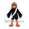 Crow Mascot Costume with Brown Helmet and White Sash