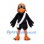 Crow Mascot Costume with Brown Helmet and White Sash