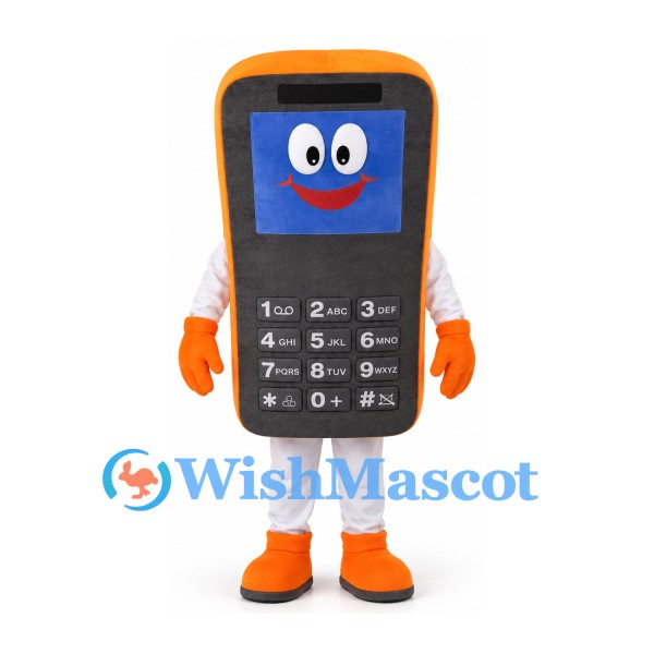 Mobile Phone Mascot Costume in Orange with Black Keypad