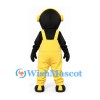 Mole Mascot Costume in Black with Yellow Overalls