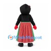 Mole Mascot Costume in Black with Red Floral Skirt
