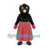 Mole Mascot Costume in Black with Red Floral Skirt