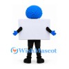 Signboard Mascot Costume with Blue Curly Hair