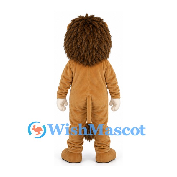 Lion Mascot Costume with Shaggy Brown Mane and Cream Belly