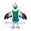 Eagle Mascot Costume with Teal Outfit and Gray Wing Feathers