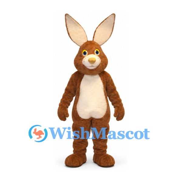Rabbit Mascot Costume in Brown with Cream Belly