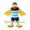 Bird Mascot Costume in Blue and Yellow with Striped Shirt