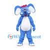 Elephant Mascot Costume in Blue with White Belly and Red Hair