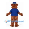 Bear Mascot Costume with Navy Police Uniform and Cap