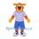 Tiger Mascot Costume with Pale Purple Shirt and Blue Shorts