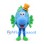 Fish Mascot Costume in Blue with Green Fins and Yellow Hat