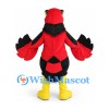 Cardinal Mascot Costume in Red and Black with Yellow Beak