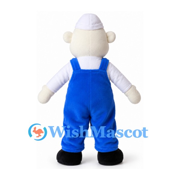 Mouse Mascot Costume in White with Blue Overalls