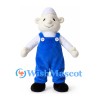 Mouse Mascot Costume in White with Blue Overalls